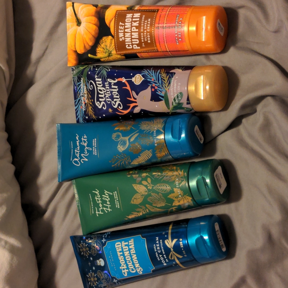 Bath and body works fall/holiday body creams